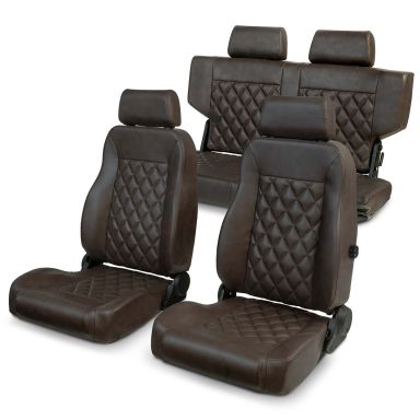 Caballo Classic Dark Saddle Diamond Seats, Front & Rear, 66-77 Bronco